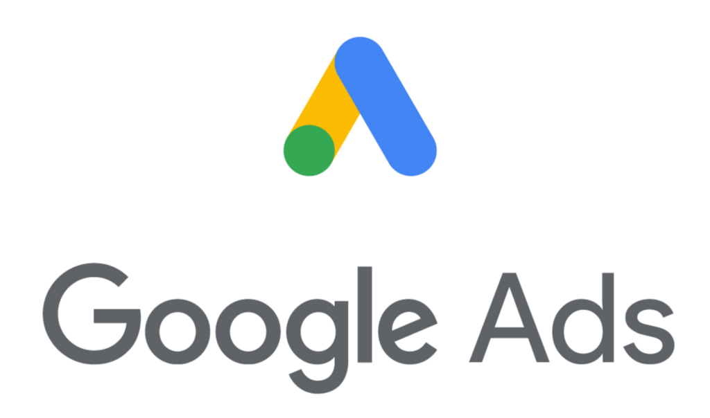 Google Ads logo featuring a stylized letter "A" in blue, green, and yellow colors, accompanied by the text "Google Ads" in a modern font, representing the online advertising platform for businesses to promote their products and services.